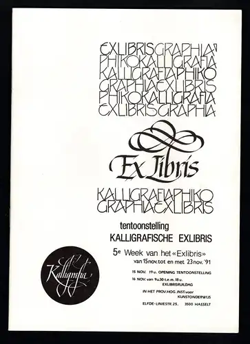 Ex Libris Kalligrafiaphiko Graphiaexlibris tentoonstelling Kalligrafische Exlibris.