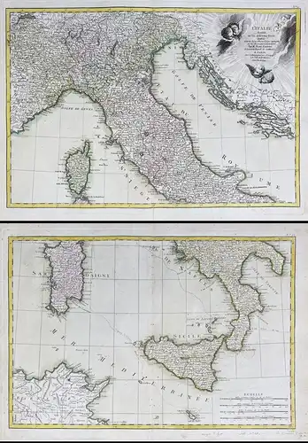 L'Italie divisee en ses differens Etats. - Italy Italien Italia Sardegna Sicilia Corsica Corse Sizilien Sardin