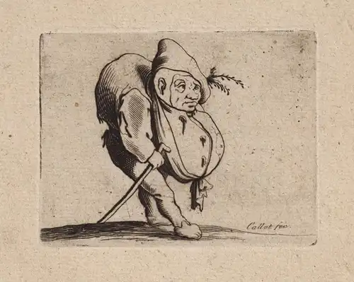 (Zwerg mit Gehstock / Dwarf with walking stick) - Karikatur caricature