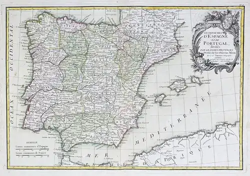 Les Royaumes d'Espagne et de Portugal divises Par Grandes Provinces... - Spain Portugal Espana Spanien Mallorc