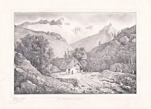 Vue du Simplon - Simplon Simplonpass Schweiz Suisse Kanton Wallis / Zeichnung drawing dessin