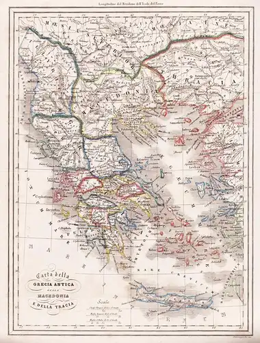 Carta della Grecia Antica della Macedonia e della Tracia - Ancient Greece Griechenland / Macedonia Mazedonien