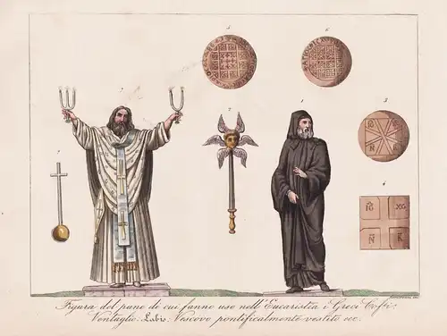 Figura del pane di cui fanno uso nell'Eucaristia... - Greek priests Priester / costumes Trachten / Greece Grie