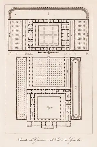 Pianta di Ginnasi o di Palestre Grieche - Gymnasium Gymnasion / architecture Architektur Plan / ancient Greece
