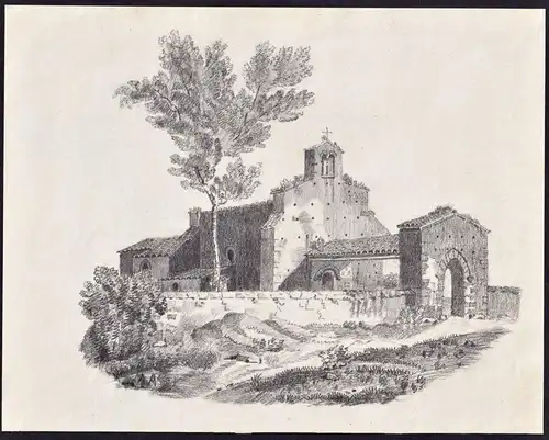 Ländliche Kapelle Kirche eglise church Zeichnung drawing dessin