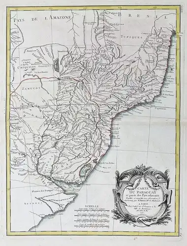 Carte du Paraguay et partie des Pays adjacants... - Paraguay South America Amerika Südamerika / Karte map