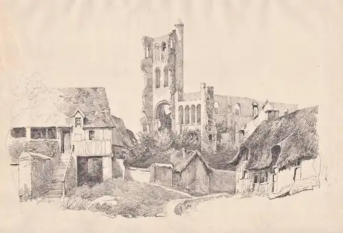 Abbaye de Jumieges Seine-Maritime Normandie Abbey Abtei France Frankreich Zeichnung drawing dessin