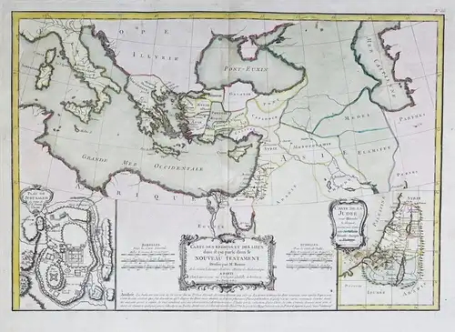 Carte des Regions et des Lieux dont il est parle dans le Nouveau Testament. - Orient Asia Israel Jerusalem Hol