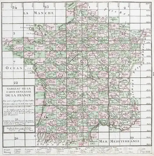 Tableau de la Carte Generale de la France - France Frankreich map Karte carte