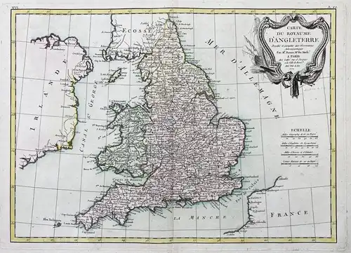 Carte du Royaume D'Angleterre. - England Wales Great Britain Großbritannien map Karte