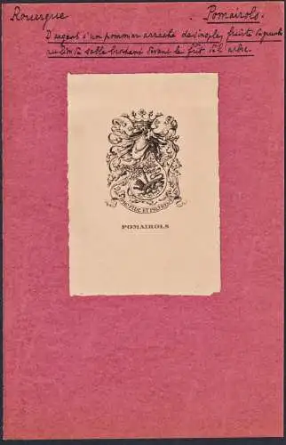 Pomairols - Rouergue / Wappen blason coat of arms armorial bookplate Exlibris ex-libris Ex Libris