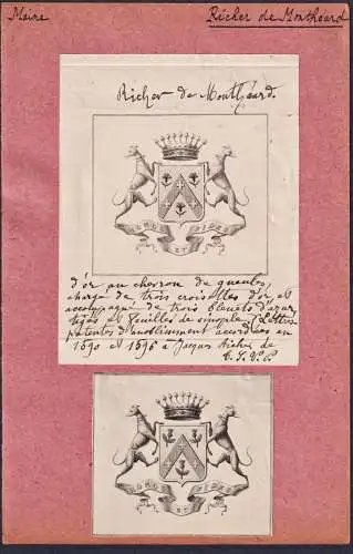 Richer de Montheard - Maine / Wappen blason coat of arms armorial bookplate Exlibris ex-libris Ex Libris