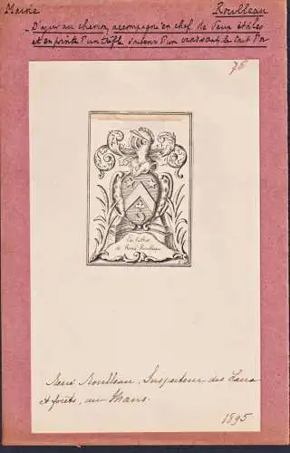Roulleau - Maine / Wappen blason coat of arms armorial bookplate Exlibris ex-libris Ex Libris