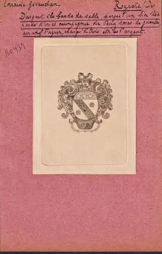Roziere - Lorraine Lothringen / Wappen blason coat of arms armorial bookplate Exlibris ex-libris Ex Libris
