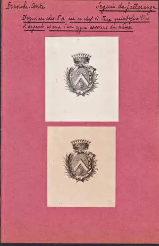 Seguin de Jallerange - Franche-Comte / Wappen blason coat of arms armorial bookplate Exlibris ex-libris Ex Lib