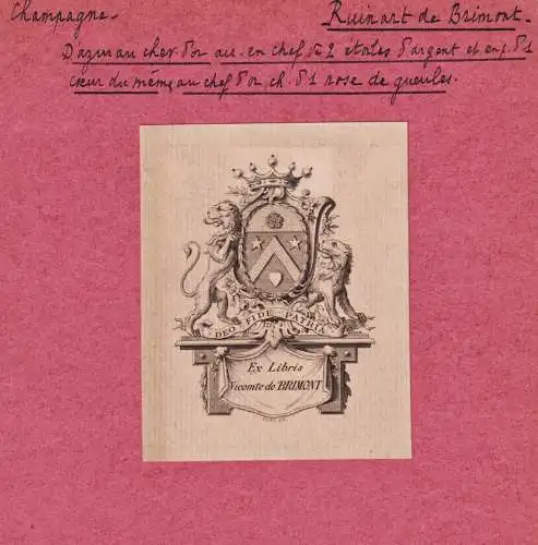 Ex Libris Vicomte de Brimont - Champagne / Wappen blason coat of arms armorial bookplate Exlibris ex-libris Ex