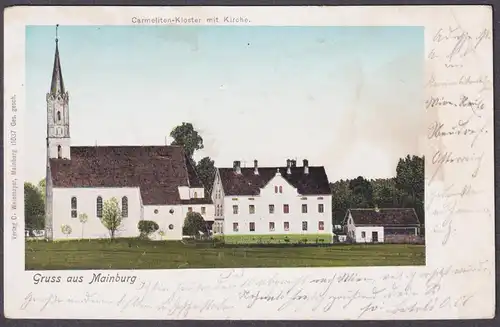 Gruss aus Mainburg - Carmeliten-Kloster mit Kirche Karmeliten AK Ansichtskarte postcard