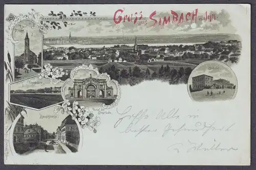 Gruss aus Simbach a. Inn - Kirche Innbrücke AK Ansichtskarte postcard