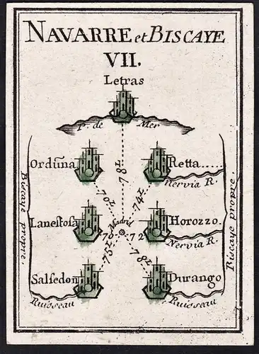 Navarre et Biscaye VII - Vizcaya Bizkaia Biscay / Espana Spain Spanien / map / Karte