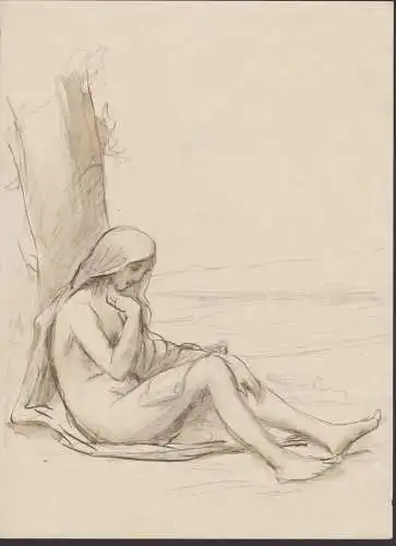 (lesender weiblicher Akt mit Decke / female nude with blanket / nu féminin avec couverture) - Zeichnung drawi