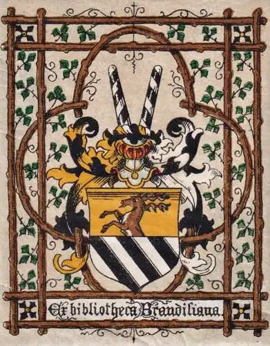 Ex Bibliotheca Brandisiana - Brandis Wappen coat of arms armorial bookplate Exlibris ex-libris Ex Libris