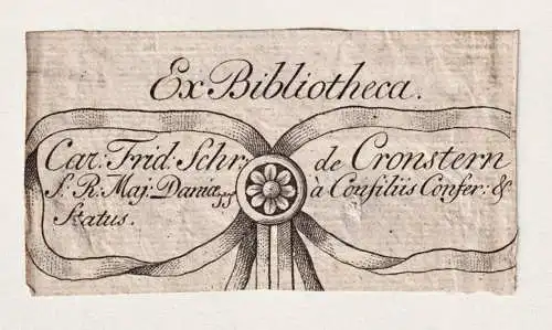 Ex Bibliotheca Car: Frid: Schr: de Cronstern... - Cronstern Wappen coat of arms armorial bookplate Exlibris ex