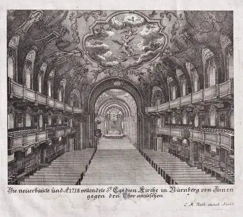Die neuerbaute und A 1718 vollendete St. Egidien Kirche in Nürnberg von Innen gegen den Chor anzusehen - Nür