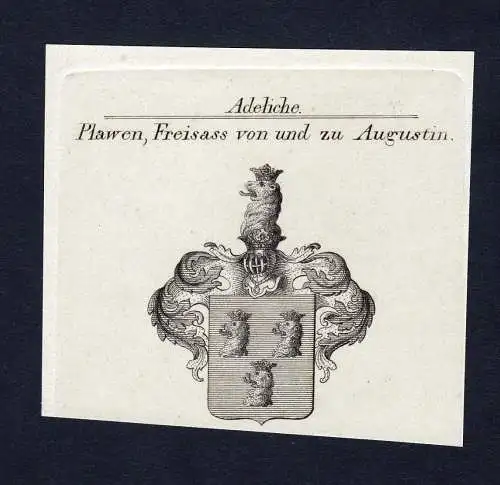 Plawen, Freisass von und zu Augustin - Plawen Freisass Augustin Wappen Adel coat of arms heraldry Heraldik