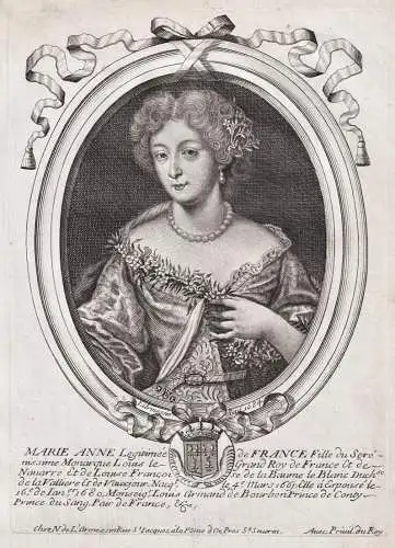 Marie Anne Legitimee de France - Marie Anne de Bourbon (1666-1739) Portrait  gravure