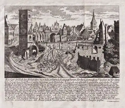 Trauriger Anblick der 1696, den 7. u. 8. Julii, erbärmlich engeäscherten Kirche u. Gymnasii zu St. Egidien i
