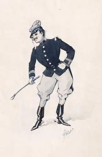 (Soldat / soldier) - Kavallerie cavalry / Karikatur caricature