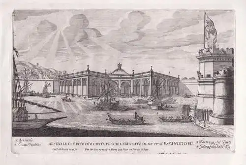 Arsenale del'Porto di Civita Vecchia edificato da N. S. Papa Alesandro VII. - Roma Rom Rome / Civitavecchia Po
