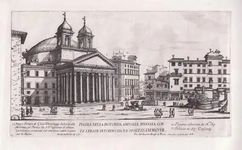 Piazza della Rotonda ampliata spianata con le strade intorno da N. S. Papa Alesandro VII. - Roma Rom Rome / Pi
