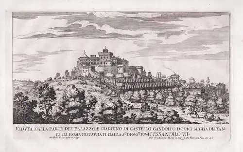 Veduta dalla parte del'Palazzo e Giardino di Castello Gandolfo Dodoci miglia distante... - Roma Rom Rome / Cas