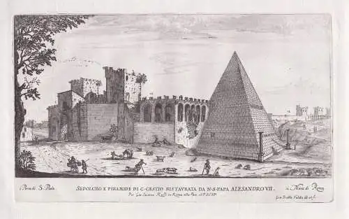 Sepolcro e piramide di C. Cestio ristaurata da N. S. Papa Alesandro VII. - Roma Rom Rome / Piramide Cestia