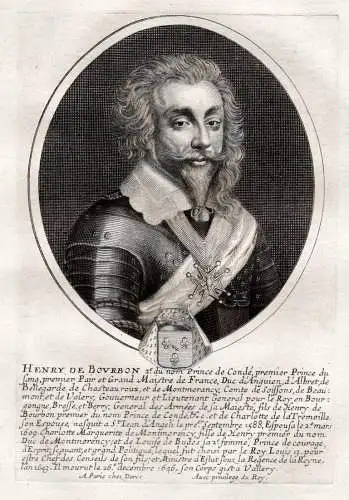 Henry de Bourbon, 2e. du nom Prince de Condé... - Henri II de Bourbon Condé (1588-1646) Bourgogne Berry Mont