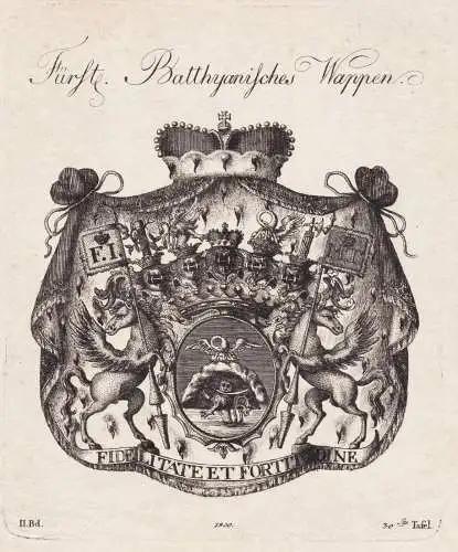 Fürstl. Batthyanisches Wappen - Batthyany Wappen Adel coat of arms heraldry Heraldik Kupferstich