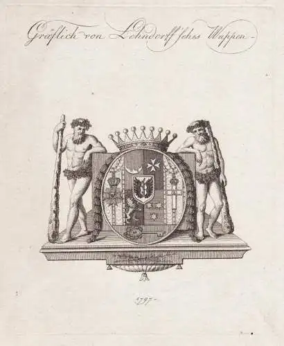 Gräflich von Lehndorff'sches Wappen - Lehndorff Wappen Adel coat of arms heraldry Heraldik Kupferstich