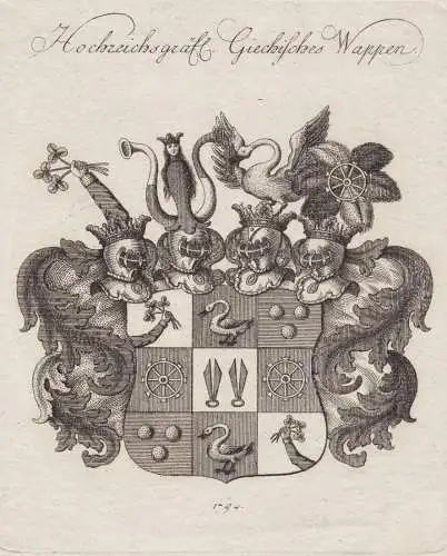 Hochreichsgräfl. Giechisches Wappen - Giech Wappen Adel coat of arms heraldry Heraldik Kupferstich