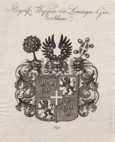 Rsgräfl. Wappen von Leiningen-Guntersblum - Leiningen-Guntersblum Wappen Adel coat of arms heraldry Heraldik