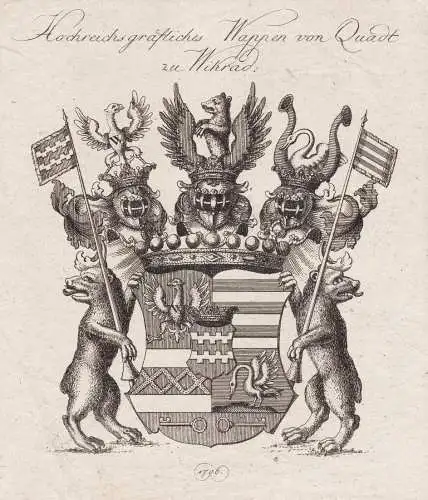 Hochreichsgräfliches Wappen von Quadt zu Wikrad.  - Wykradt Wickrath Wappen Adel coat of arms heraldry Herald