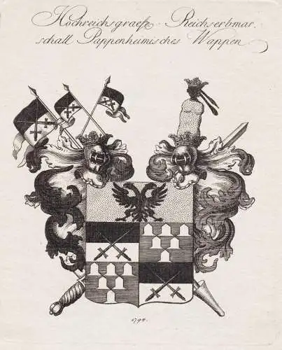 Hochreichsgraefl. Reichserbmarschall Pappenheimisches Wappen - Pappenheim Wappen Adel coat of arms heraldry He
