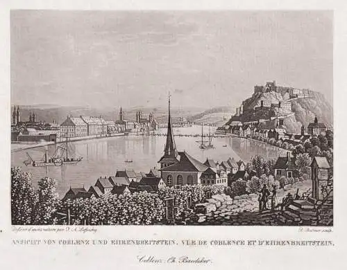 Ansicht von Coblenz und Ehrenbreitstein - Koblenz Ehrenbreitstein Rhein / Rheinland-Pfalz