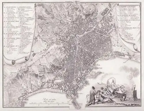 Pianta della Citta di Napoli - Napoli Naples Neapel / Stadtplan Plan / Italia Italy Italien