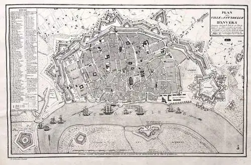 Plan de la Ville et Citadelle d'Anvers - Anvers Antwerp Antwerpen / Belgium Belgien Belgique Belge