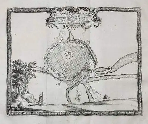 Ichnographia Posnaniae, Metropolis Poloniae Majoris... - Poznan / Posen / Polen / Poland / Polska