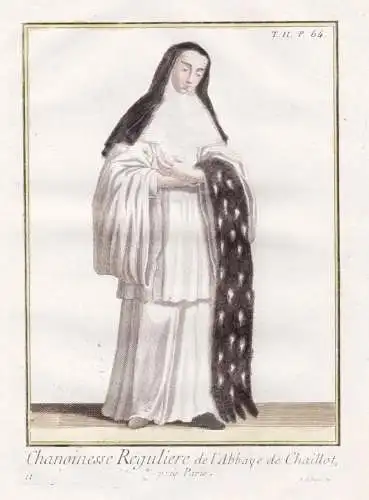 Chanoinesse reguliere de l'Abbaye de Chaillot, pres Paris. - Canoness Kanonissin / Couvent des Visitandines de
