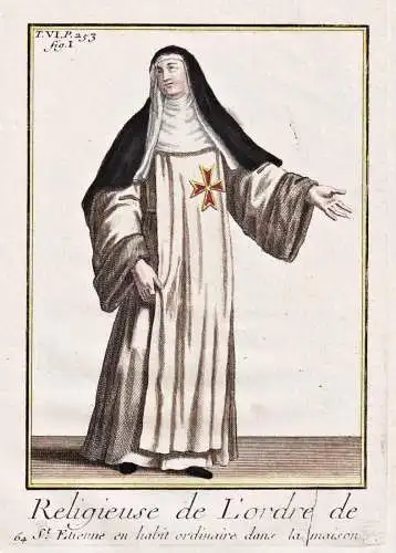 Religieuse de l'Order de St. Etienne en habit ordinaire dans la maison - nun Nonne / Ordre de Saint-Étienne O