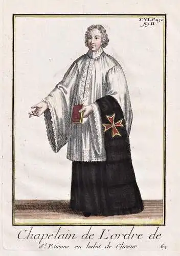 Chapelain de l'Order de St. Etienne en habit de Choeur - Kaplan chaplain clergy Kleriker / Ordre de Saint-Éti