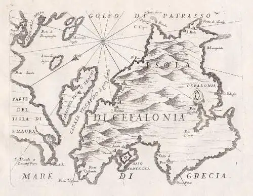 Isola di Cefalonia - Cephalonia city island / Greece Griechenland / map Karte